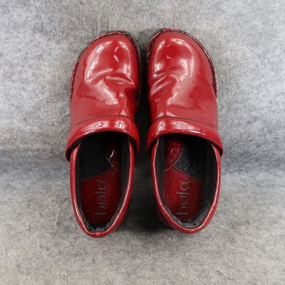 Comfort Clog Shoes Womens 6 Bolo Slip On Red Patent Casual Work Comfort Walking - Picture 8 of 16